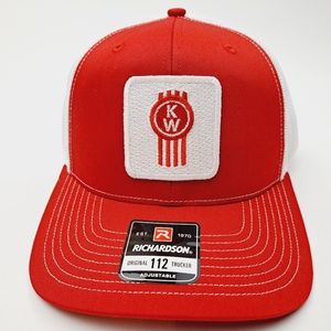 Kenworth Richardson 112 Trucker Mesh Snapback Cap Hat Red Embroidered patch